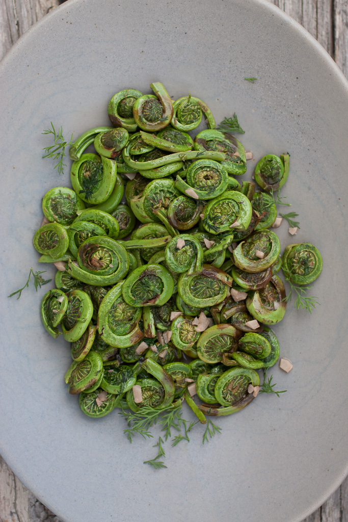 Sautéed Fiddleheads with Garlic and Dill - Mia's Daily Dish