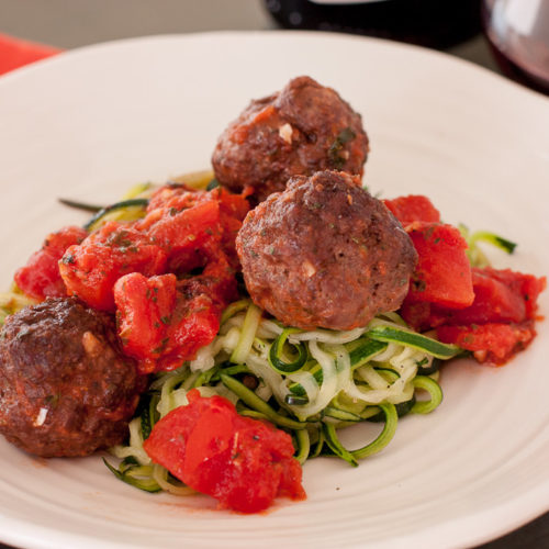 Zucchini Pasta and Meatballs - Mia's Daily Dish