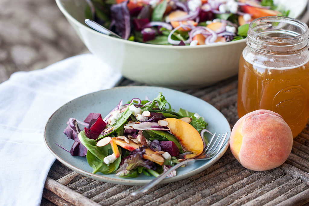 Beet Salad with Peaches and Honey Balsamic Dressing