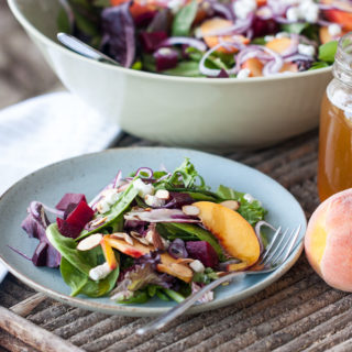 Beet Salad with Peaches and Honey Balsamic Dressing