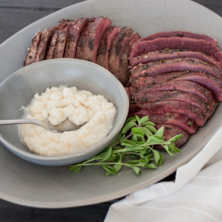 grilled venison heart with horseradish